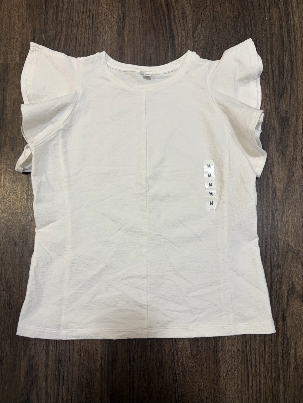 Uniqlo White Short Sleeve Ruffle Tee